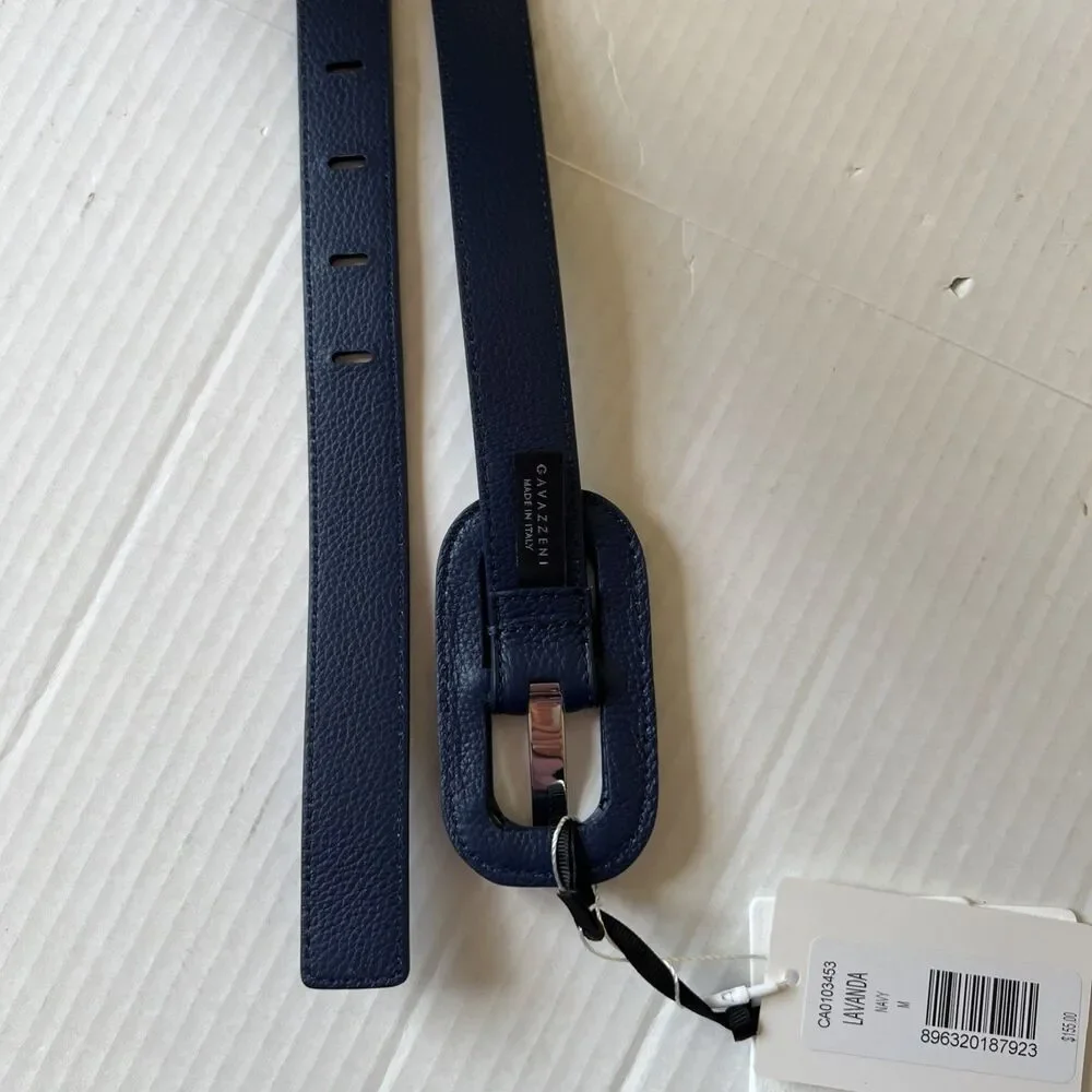 Veronica Beard/GAVAZZENI Leather Belt 90/M Lavanda Navy Blue Made in Italy NWT